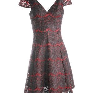 #21. Kensie Black and Red Lace Sheath Dress